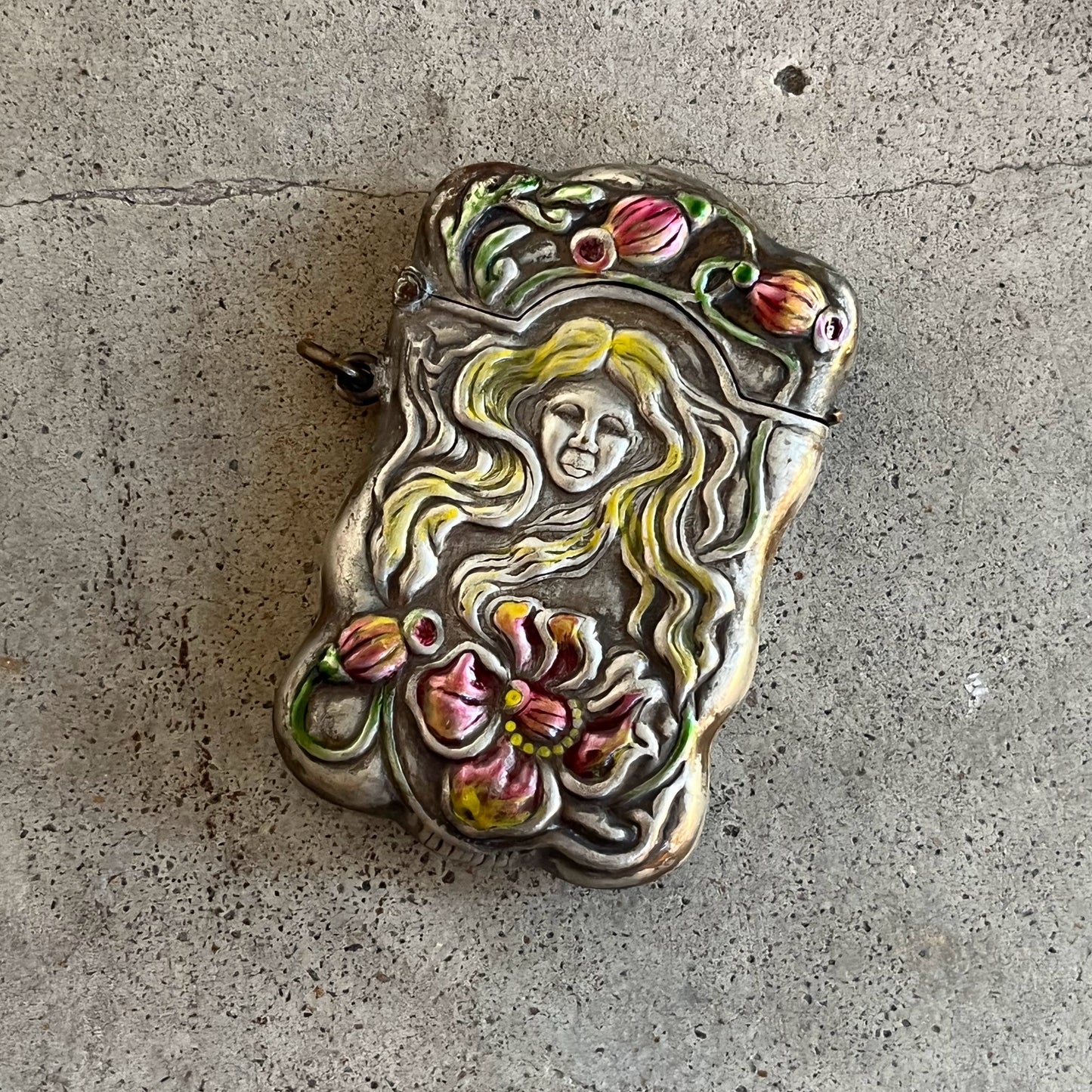 c. 1900s-1910s Painted Match Safe Pendant