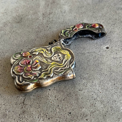 c. 1900s-1910s Painted Match Safe Pendant