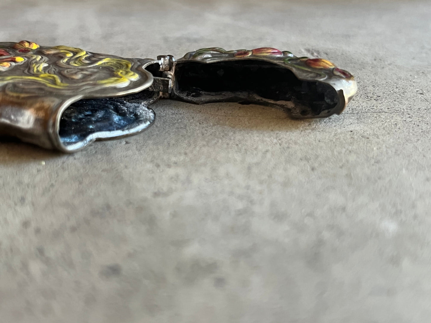 c. 1900s-1910s Painted Match Safe Pendant
