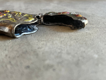 c. 1900s-1910s Painted Match Safe Pendant