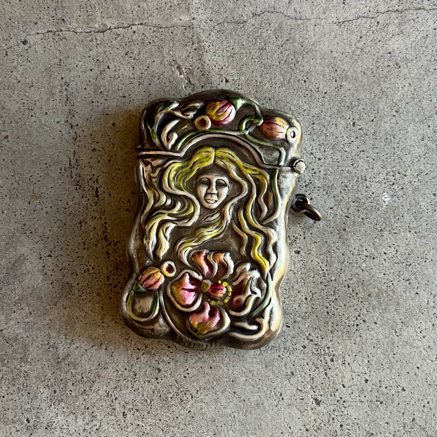 c. 1900s-1910s Painted Match Safe Pendant
