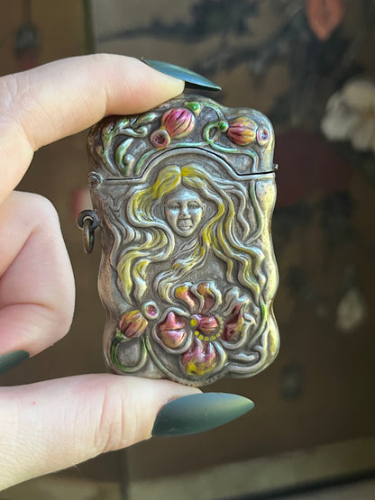 c. 1900s-1910s Painted Match Safe Pendant