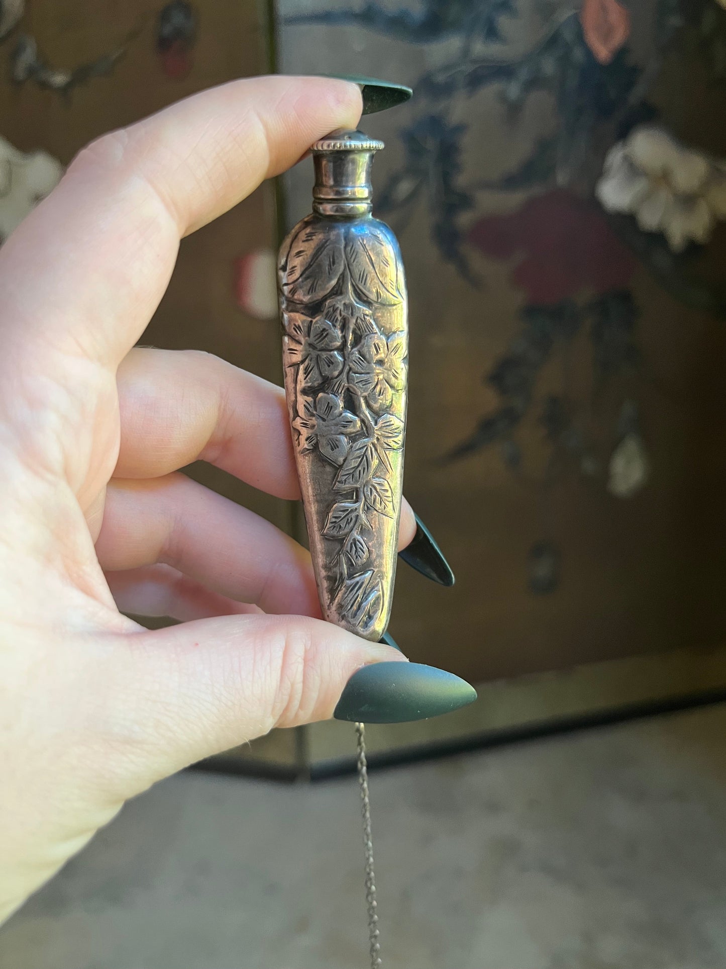 c. 1910s Sterling Silver Perfume Bottle Necklace
