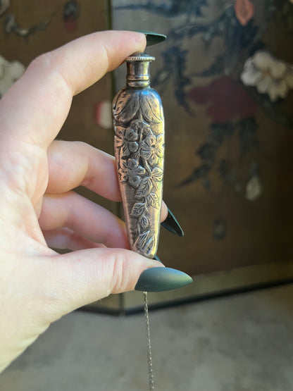 c. 1910s Sterling Silver Perfume Bottle Necklace