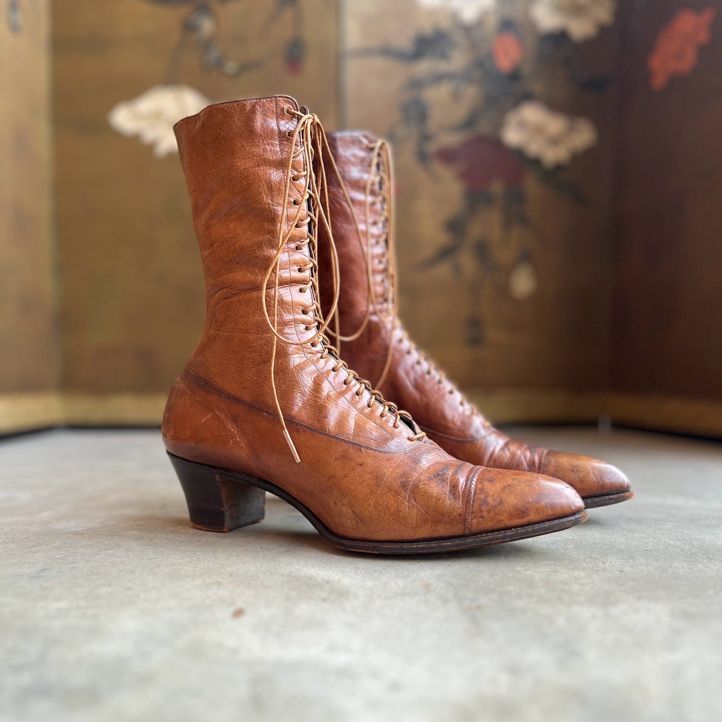 c. 1910s Brown Lace Up Boots | Approx Sz 9