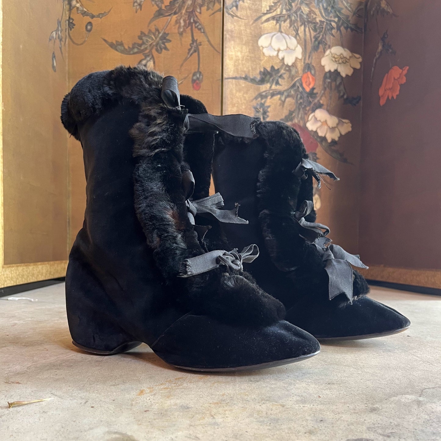 c. 1890s-1900s Black Carriage Boots