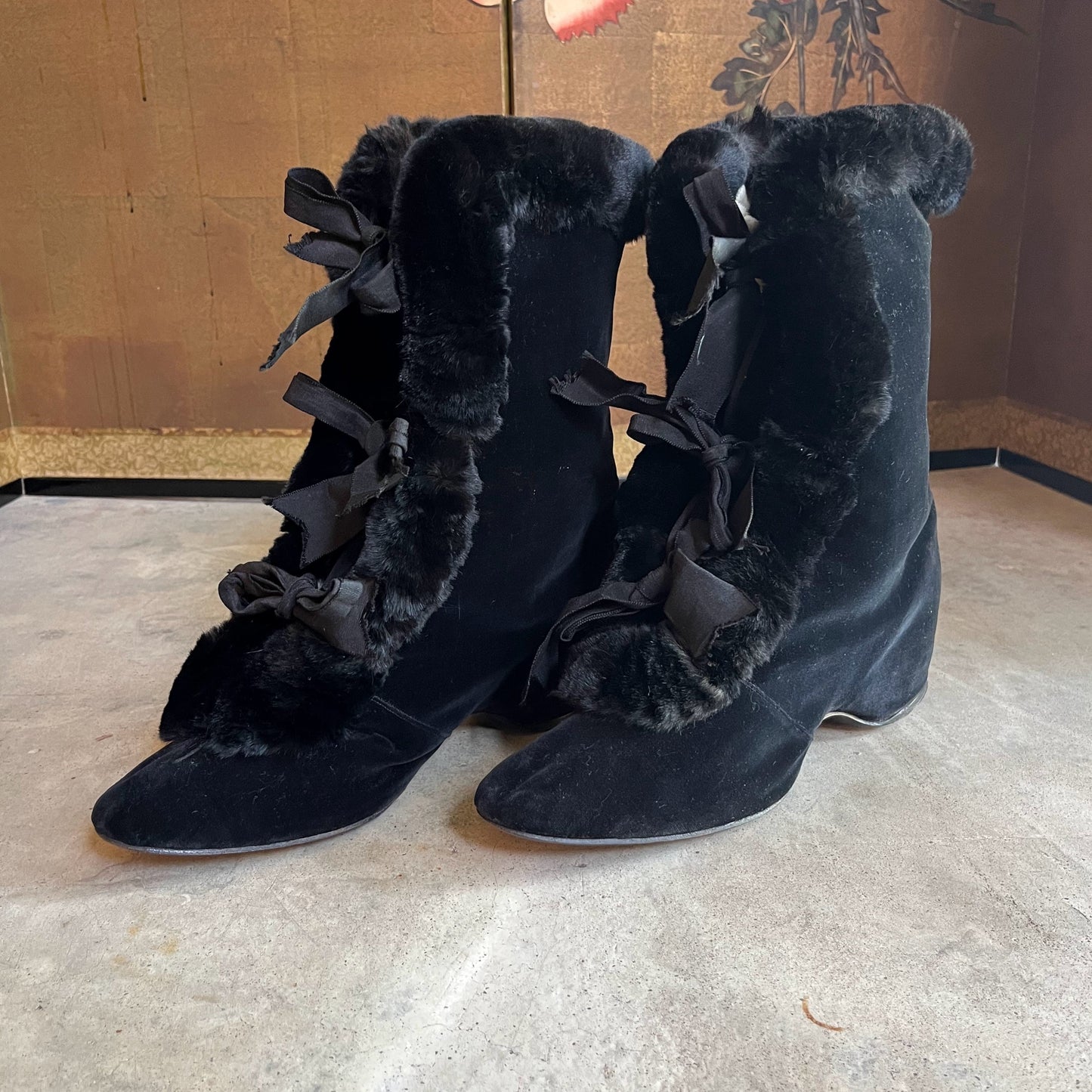 c. 1890s-1900s Black Carriage Boots