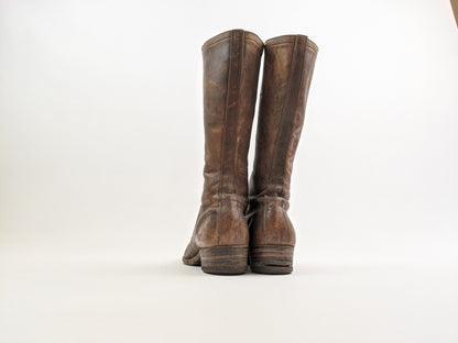 1900s-1910s Tall Brown Lace Up Boots | Approx Size 7-7.5