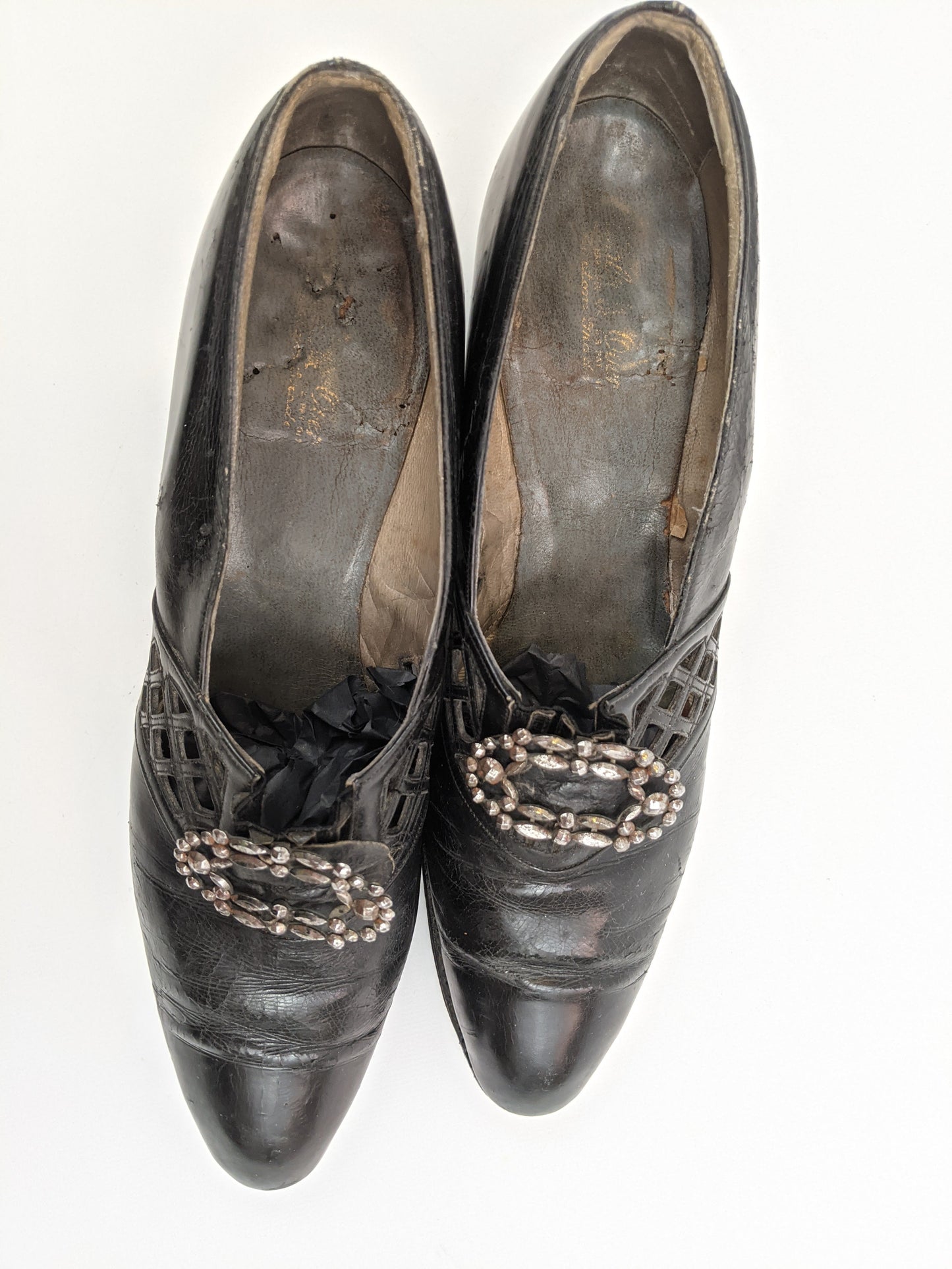 1910s-1920s Buckle Leather Heels | Approx Size 8-8.5