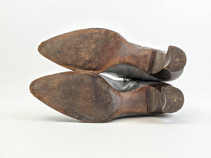 1920s Grey Lace Up Louis Heel Boots | Approx Size 7