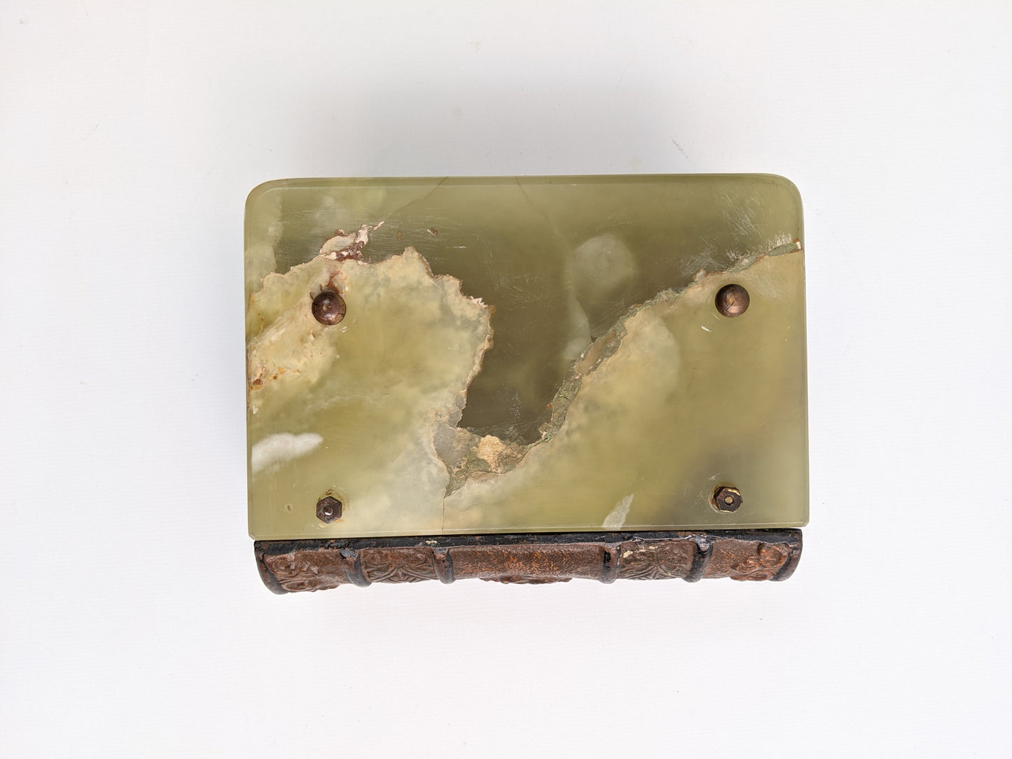 Vintage Green Onyx Stone Book Box