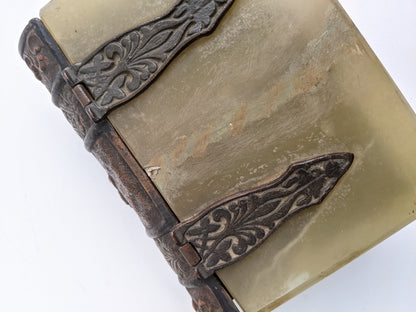 Vintage Green Onyx Stone Book Box