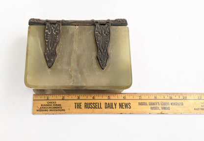 Vintage Green Onyx Stone Book Box