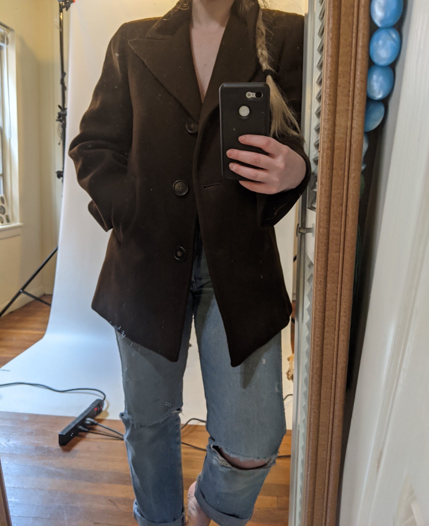 1940s Chocolate Brown Wool Coat