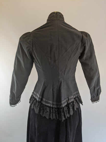 Victorian Black Maternity Blouse with Lace Trim