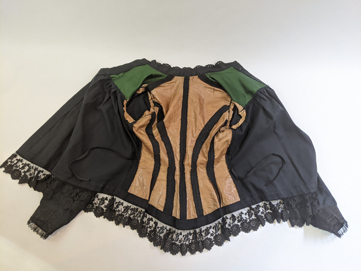 Victorian Black Maternity Blouse with Lace Trim