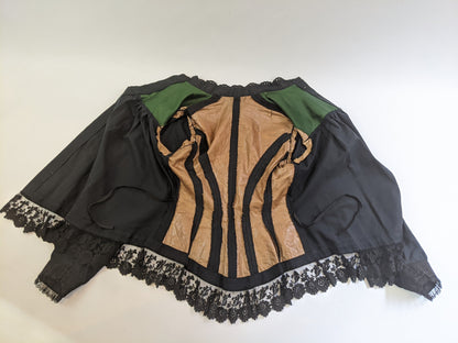 Victorian Black Maternity Blouse with Lace Trim
