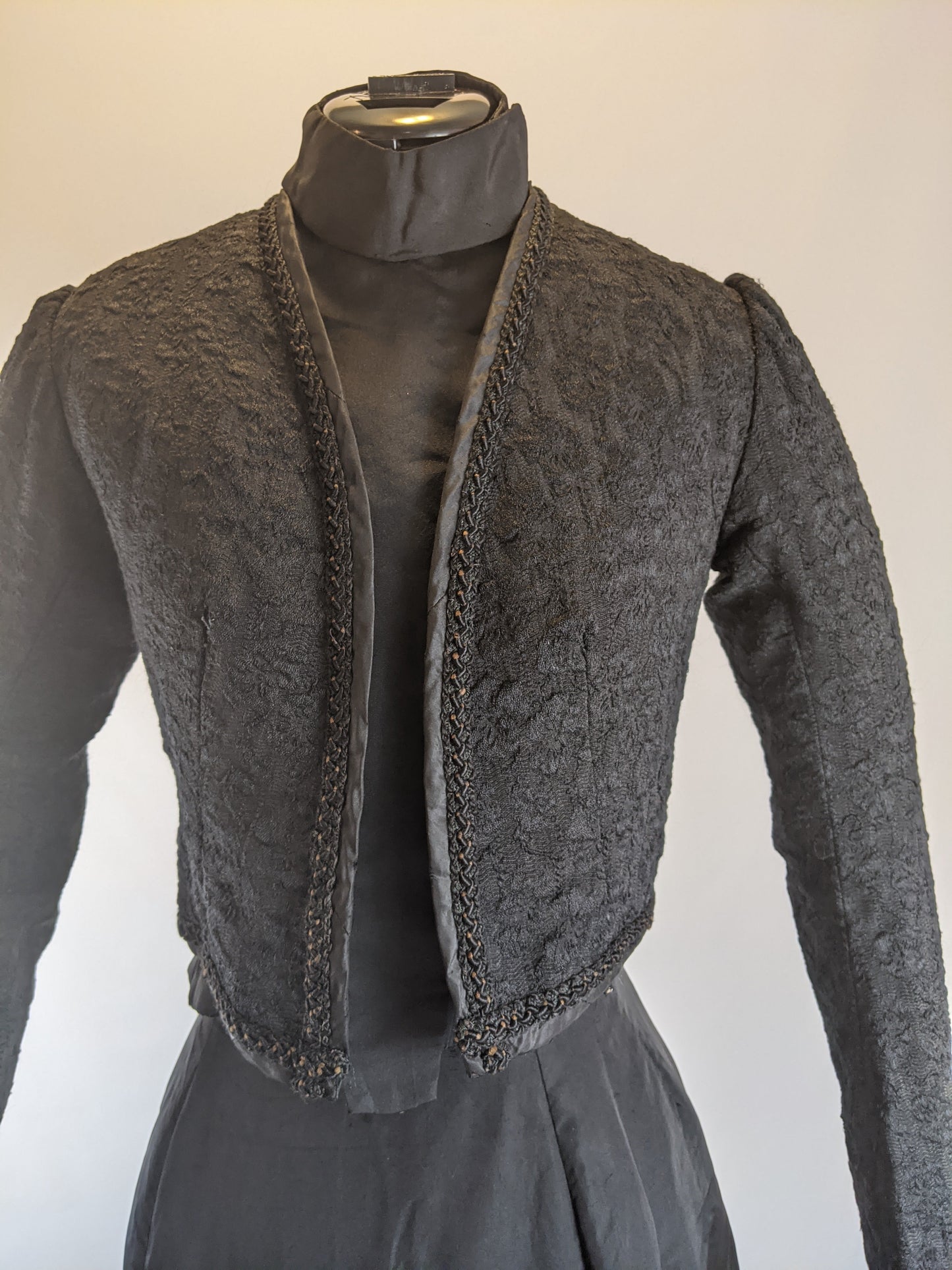 Edwardian Black Brocade Bolero | XS - Small