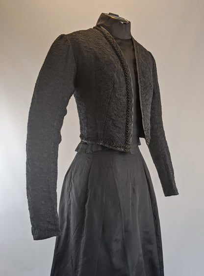 Edwardian Black Brocade Bolero | XS - Small