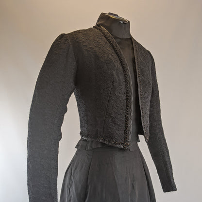 Edwardian Black Brocade Bolero | XS - Small