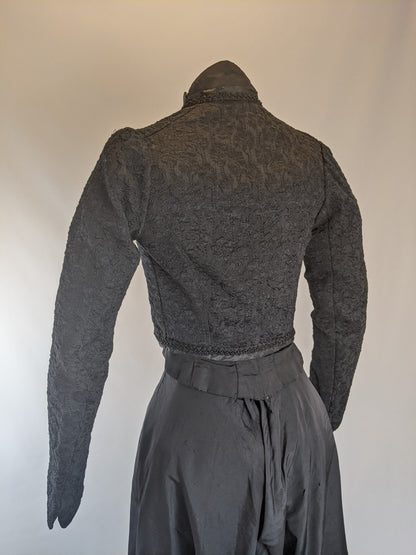 Edwardian Black Brocade Bolero | XS - Small