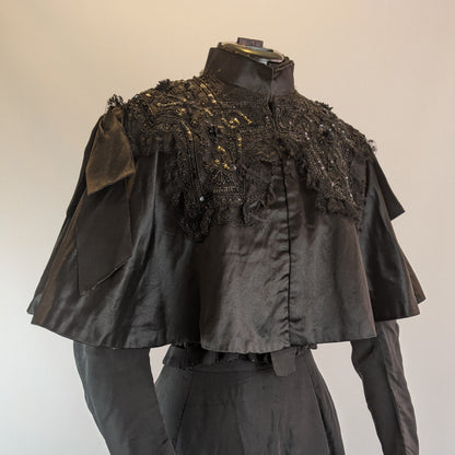 Victorian Black Silk Beaded Capelet