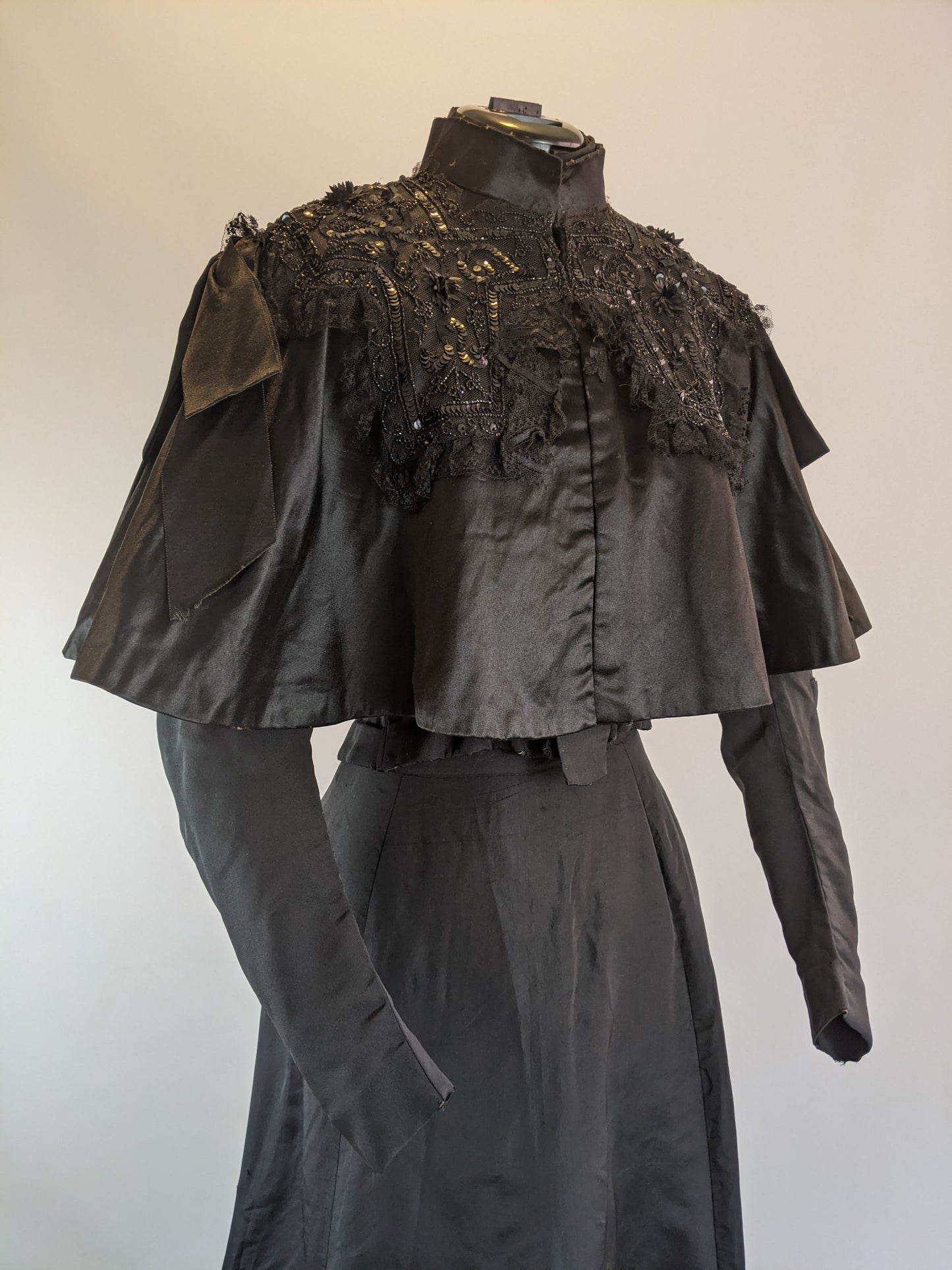 Victorian Black Silk Beaded Capelet