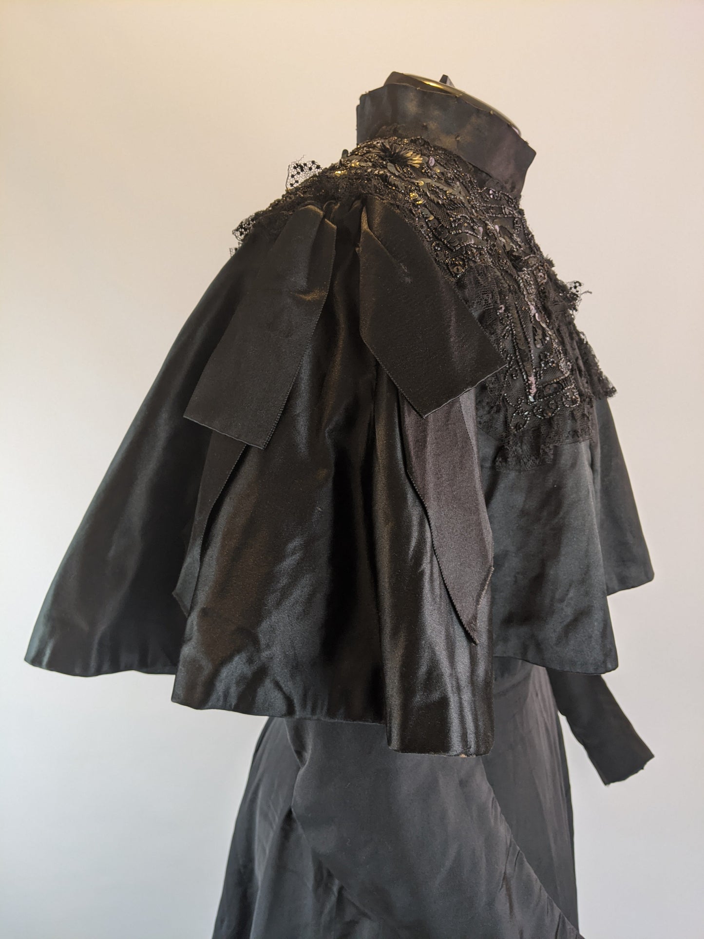 Victorian Black Silk Beaded Capelet