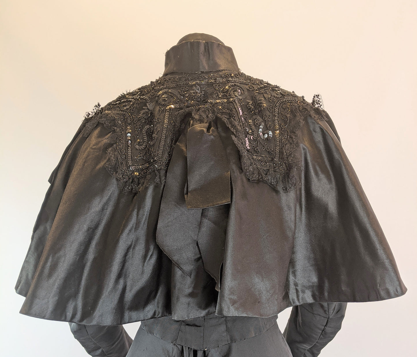 Victorian Black Silk Beaded Capelet