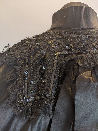 Victorian Black Silk Beaded Capelet