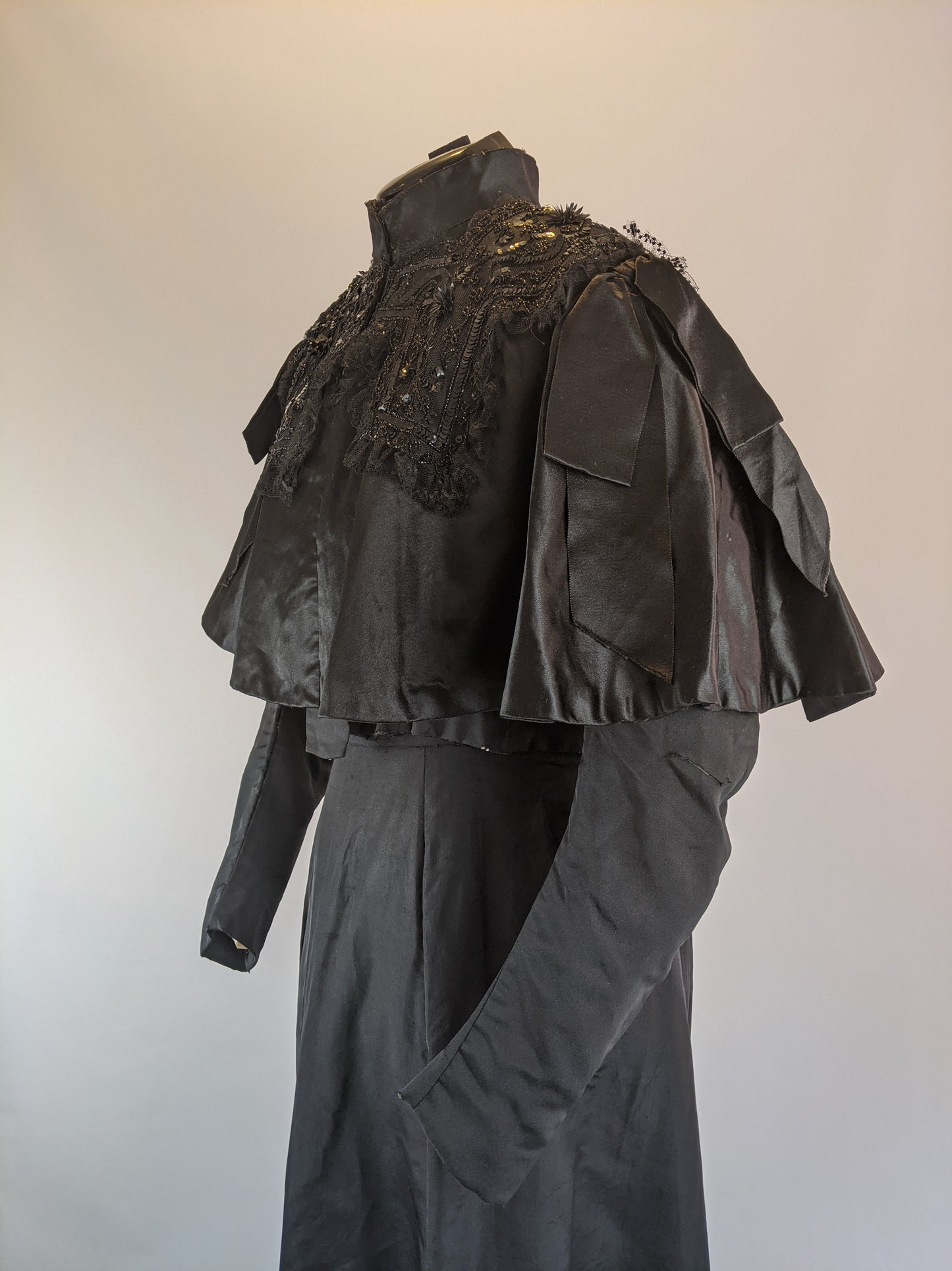 Victorian Black Silk Beaded Capelet