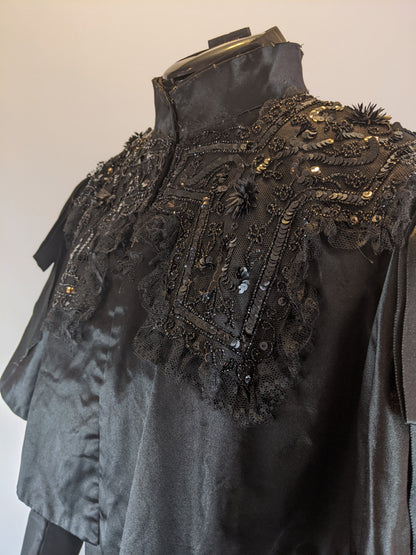 Victorian Black Silk Beaded Capelet