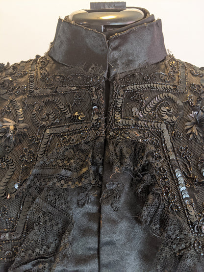 Victorian Black Silk Beaded Capelet