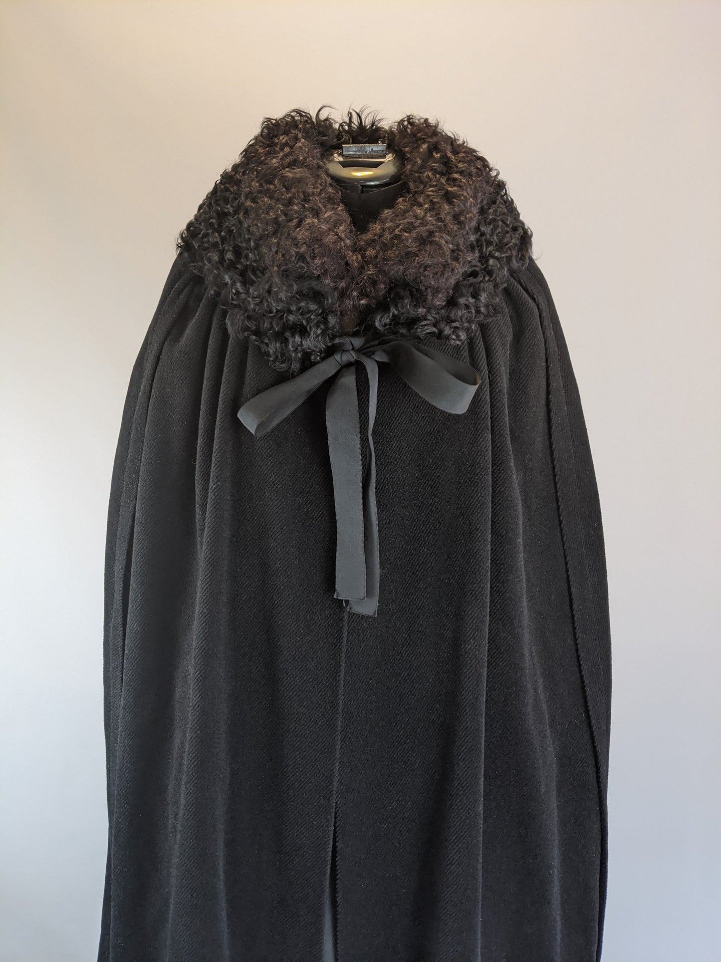 1920s Corduroy Cape with Curly Wool Collar