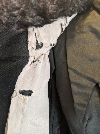 1920s Corduroy Cape with Curly Wool Collar