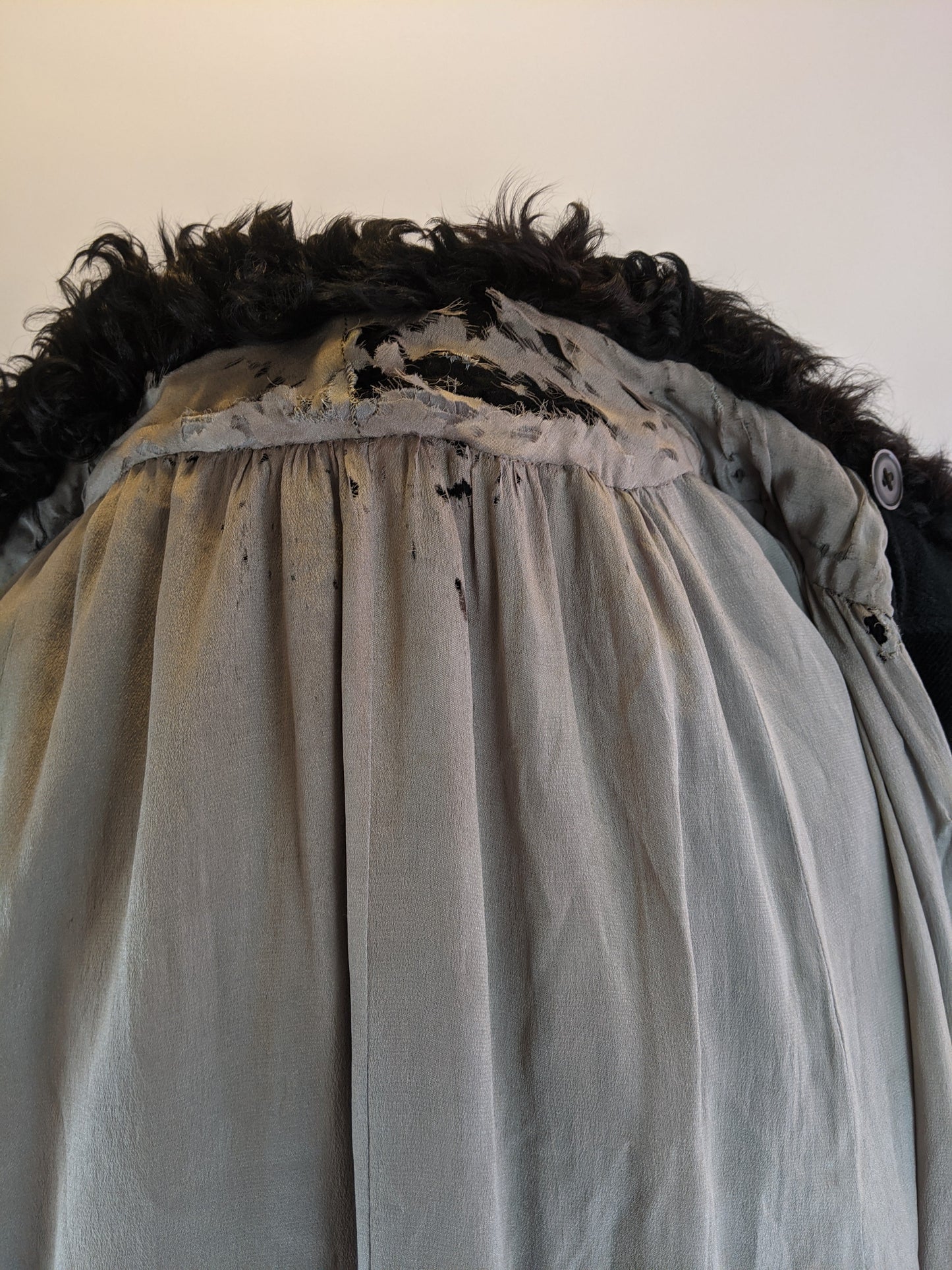 1920s Corduroy Cape with Curly Wool Collar