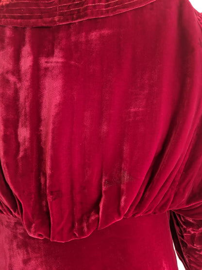 1930s Red Velvet Opera Coat | XS - Small