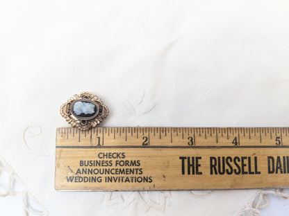 Victorian Black and White Sardonyx Cameo Brooch