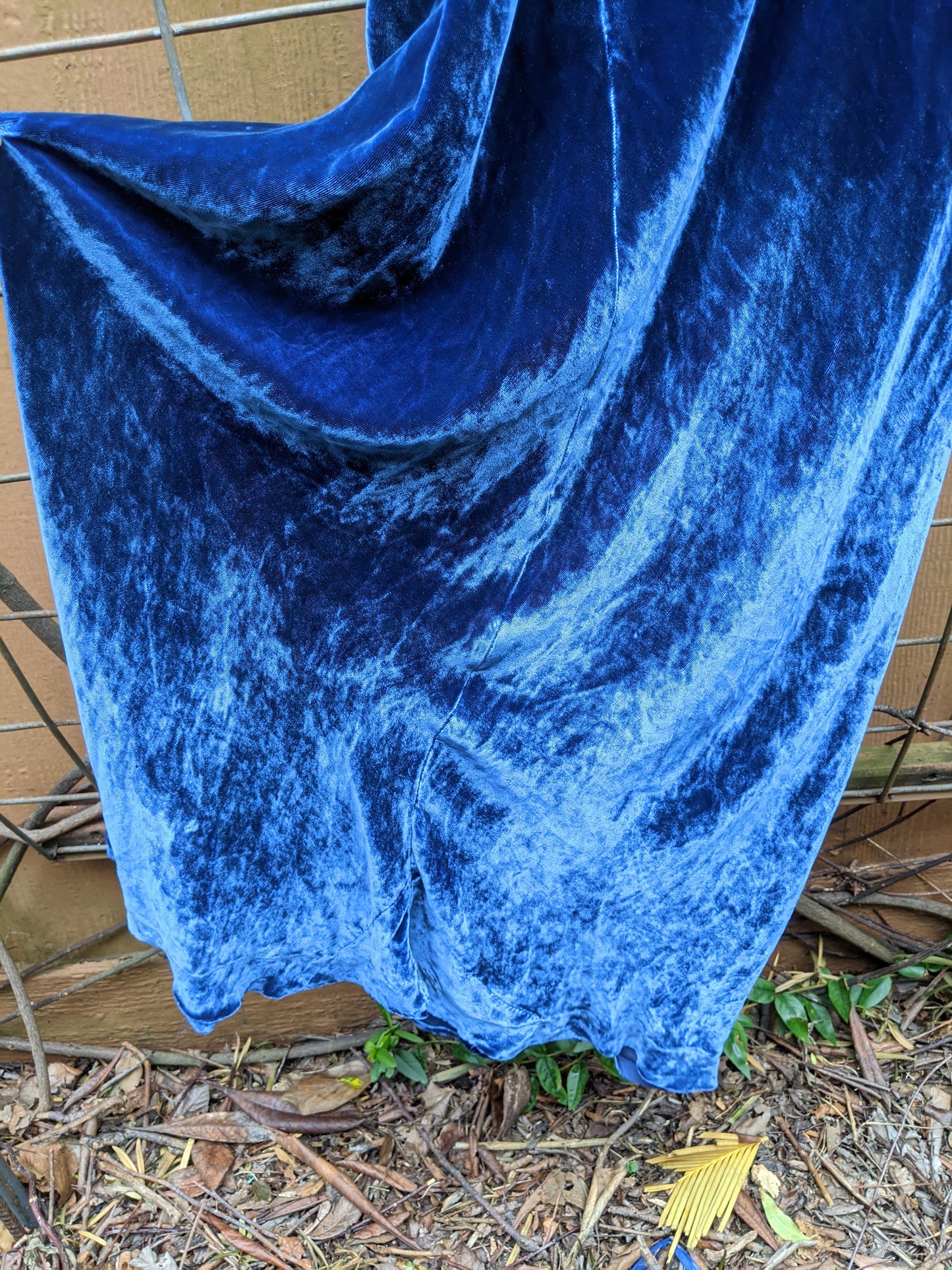 1930s Blue Velvet Bias Cut Gown | XS - S