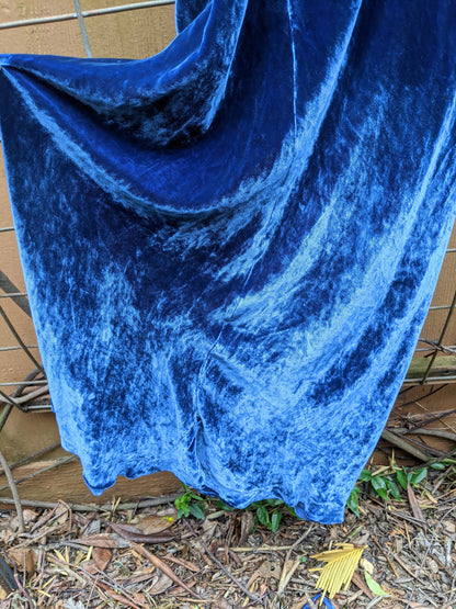 1930s Blue Velvet Bias Cut Gown | XS - S