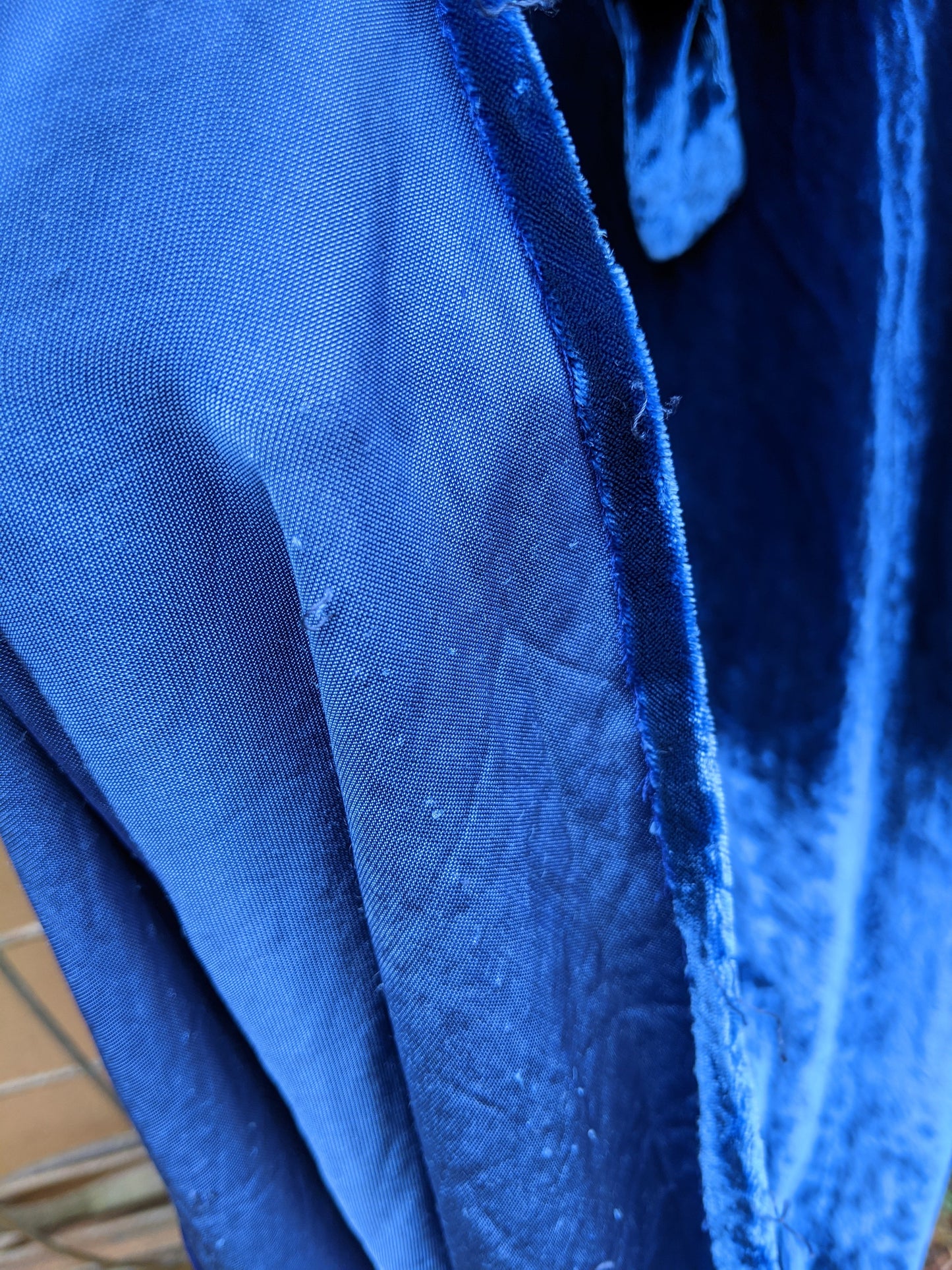 1930s Blue Velvet Bias Cut Gown | XS - S