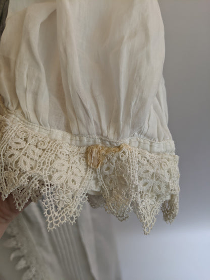 Edwardian White Cotton Lace Gown