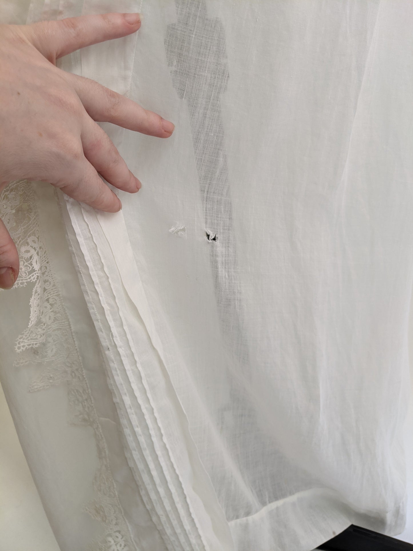 Edwardian White Cotton Lace Gown