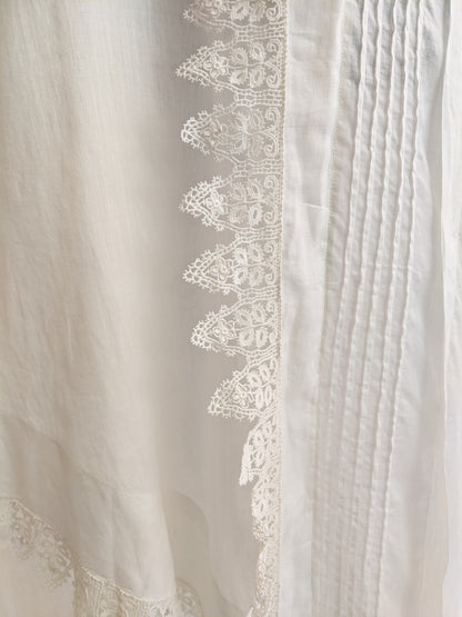 Edwardian White Cotton Lace Gown