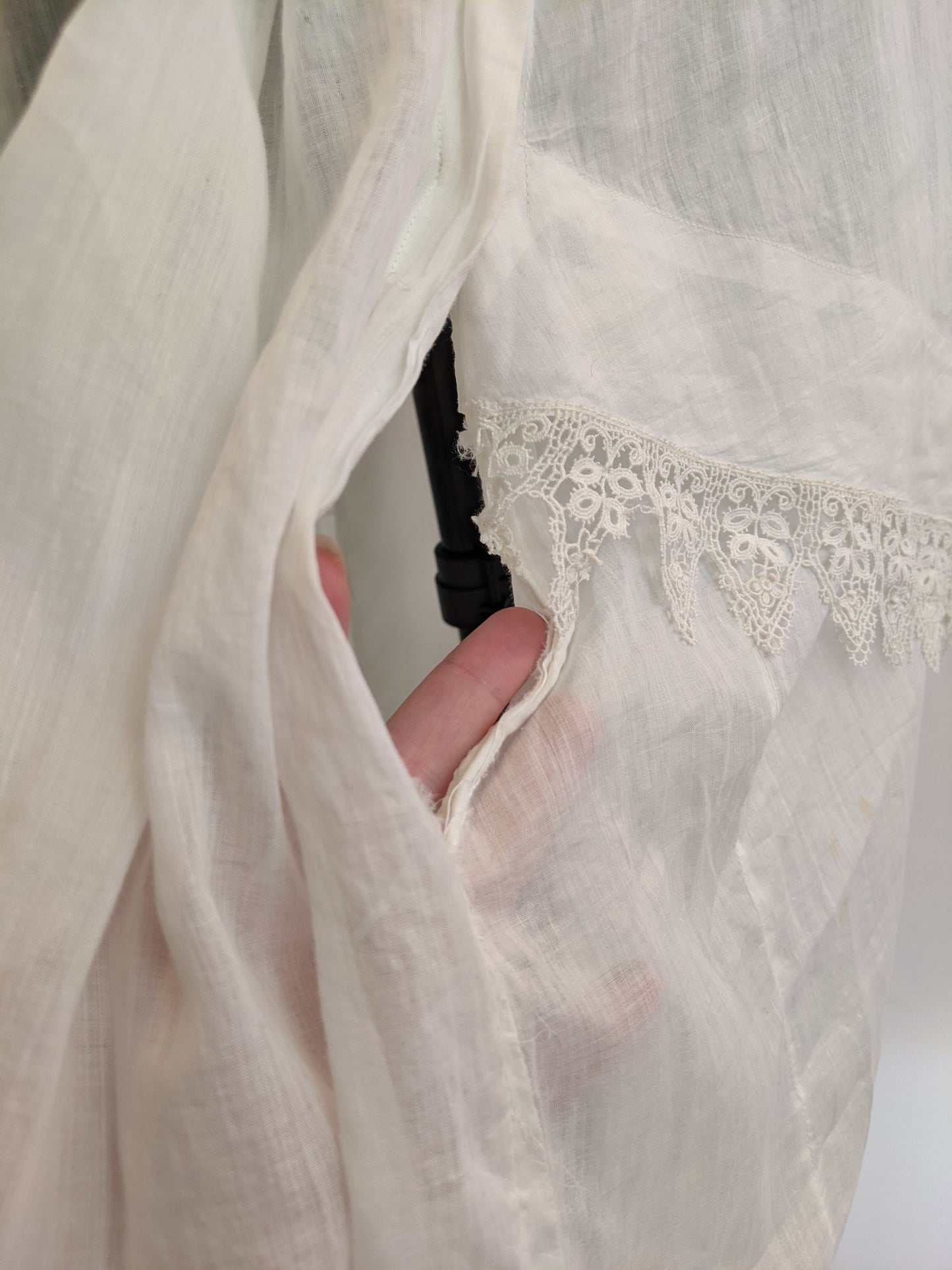 Edwardian White Cotton Lace Gown