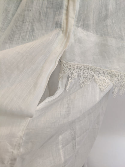 Edwardian White Cotton Lace Gown