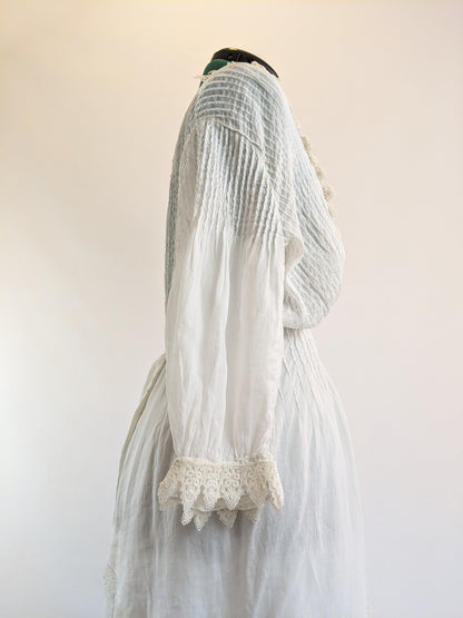 Edwardian White Cotton Lace Gown