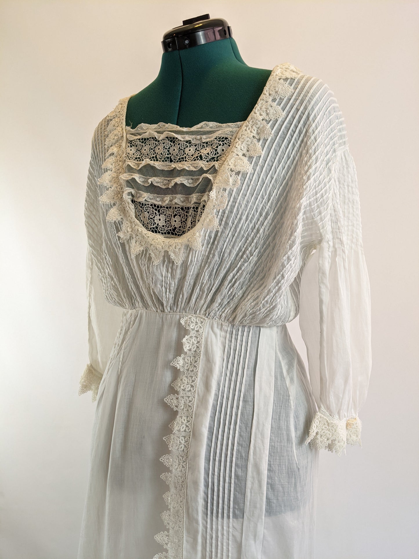 Edwardian White Cotton Lace Gown