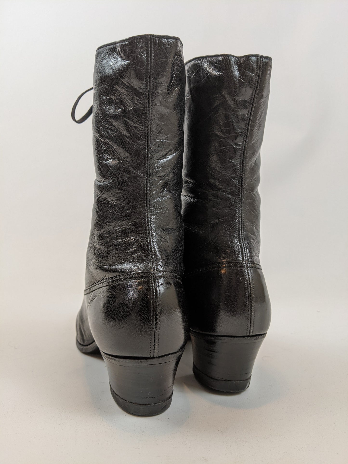 1910s-1920s Black Lace Up Boots | Approx Sz 8.5-9