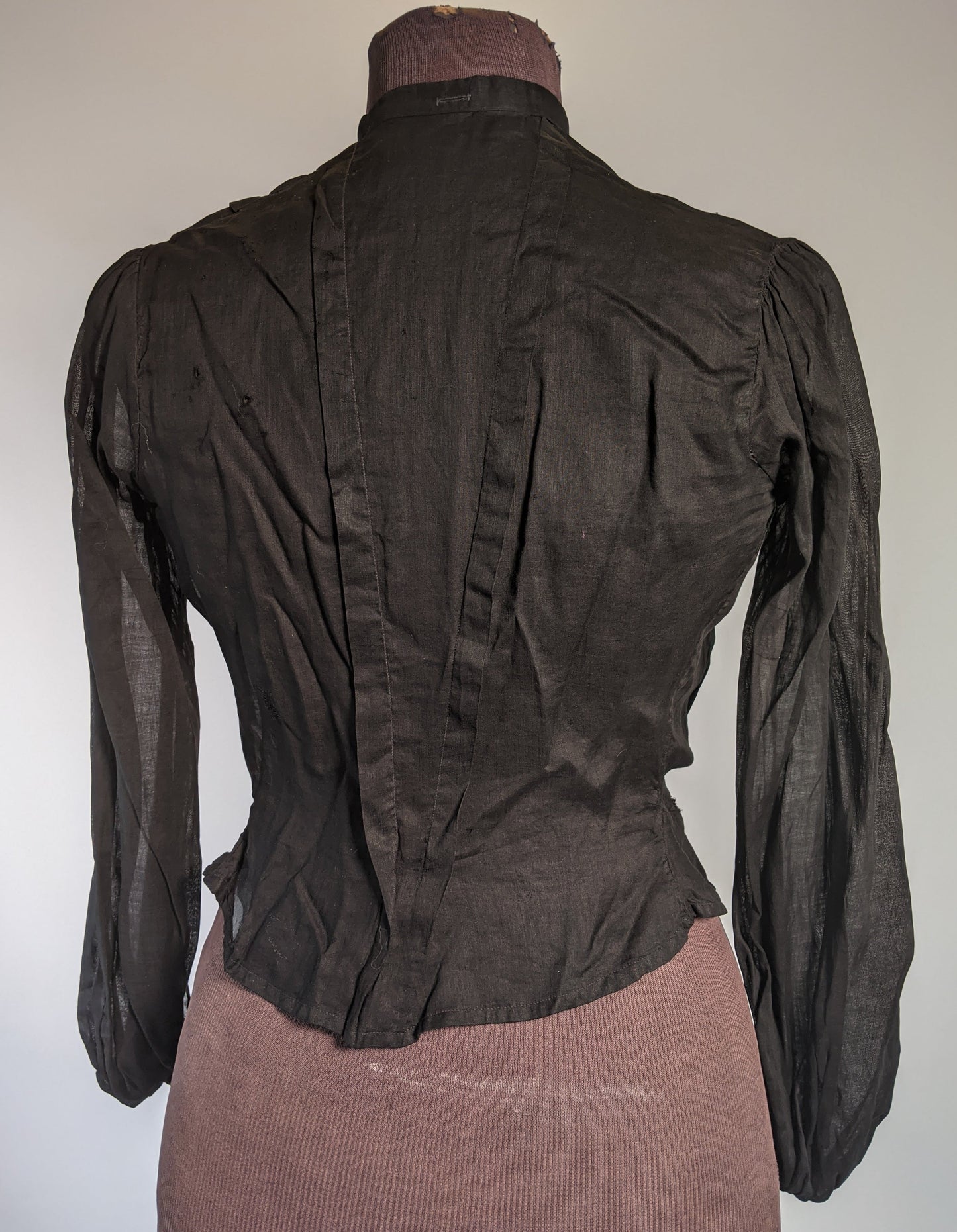 1900s Black Cotton Shirtwaist